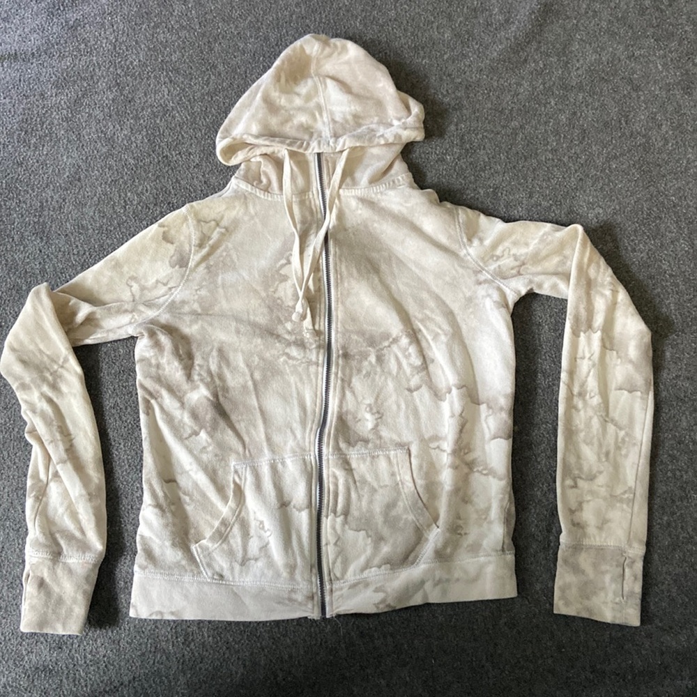 Women’s Small Zip Up Hoodie White Tie Dye ish